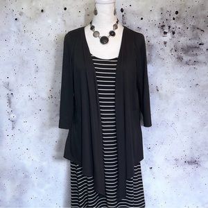 Women’s Sundress & Jacket - B&W Stripe Assymetry - Stretchy Comfort - Size S/M